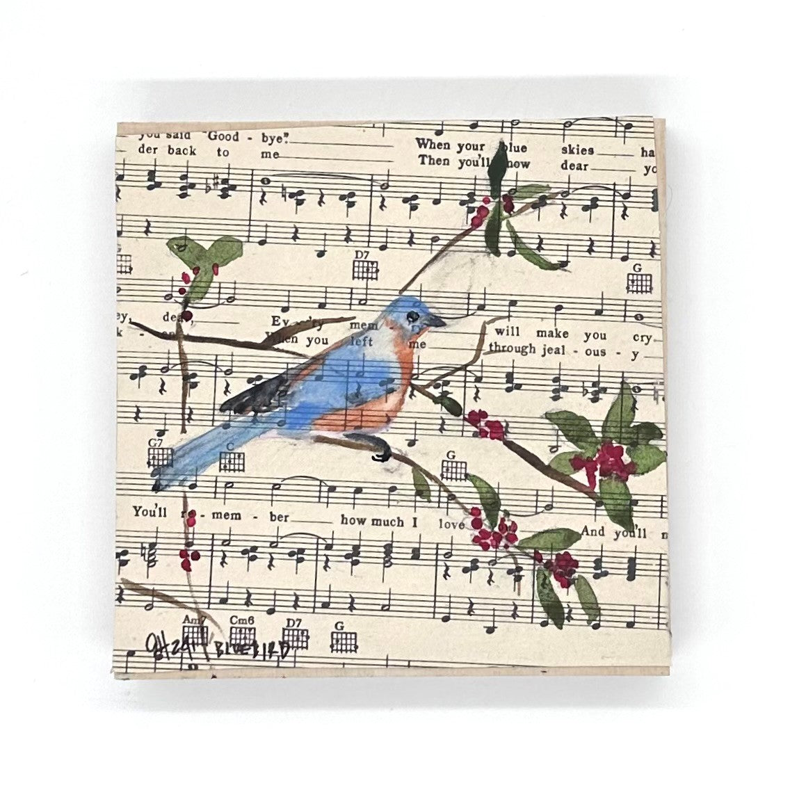 Bluebird with Red Berries